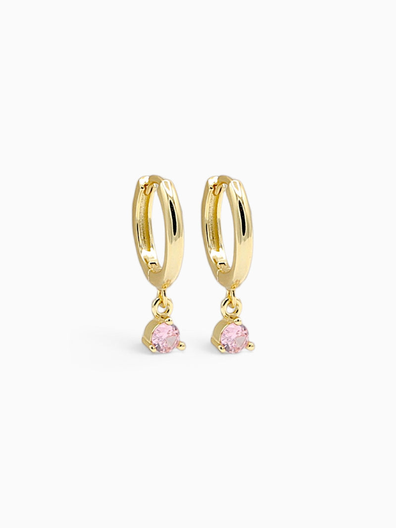 ANGEL CHARM HOOPS - PINK TOURMALINE