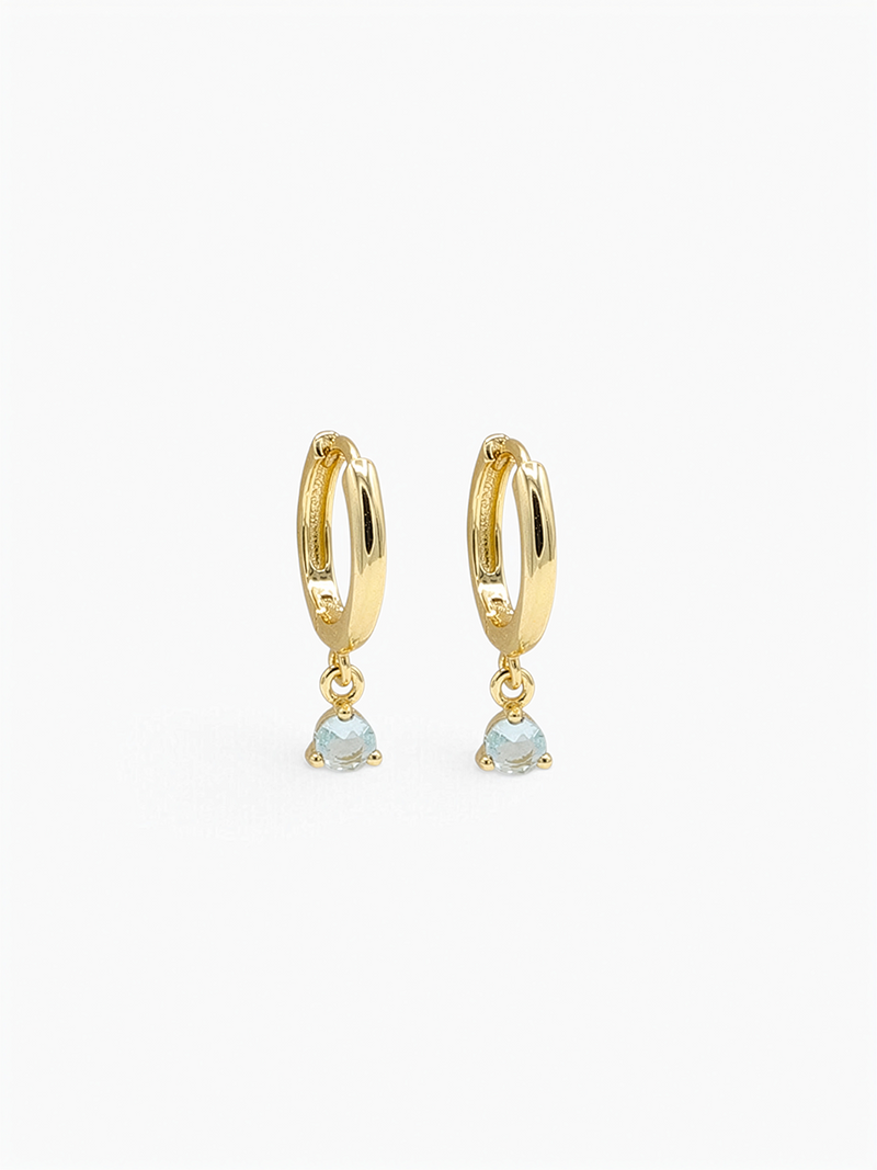 ANGEL CHARM HOOPS - AQUAMARINE