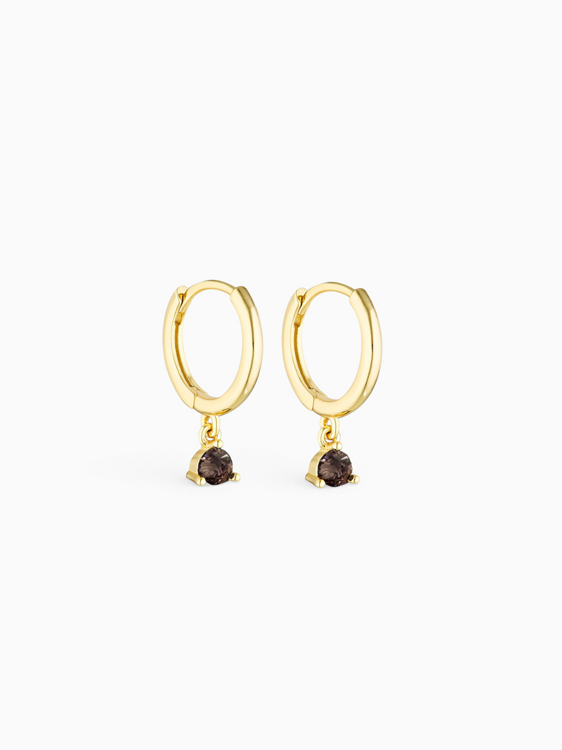 ANGEL CHARM HOOPS - SMOKY QUARTZ