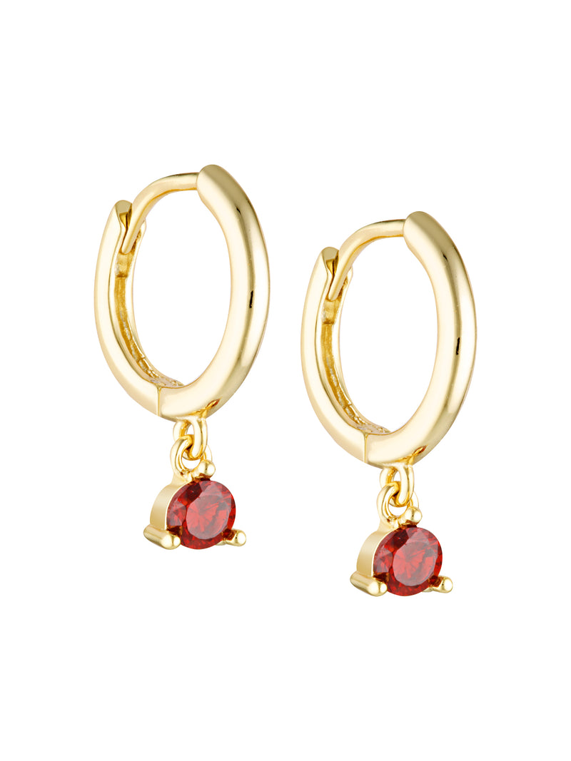 ANGEL CHARM HOOPS - GARNET