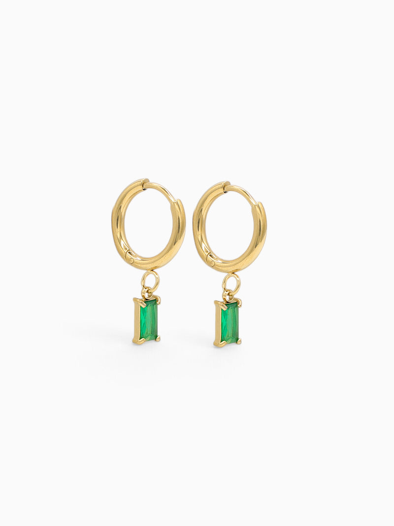 AYLA CHARM HOOPS - EMERALD