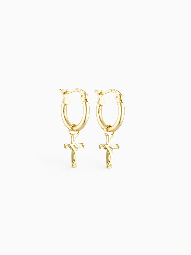 CROSS CHARM HOOPS
