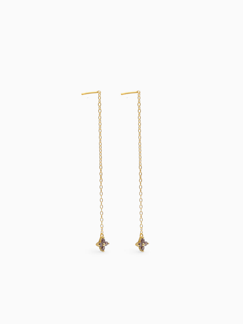 FLOWER THREAD EARRINGS - SMOKY QUARTZ
