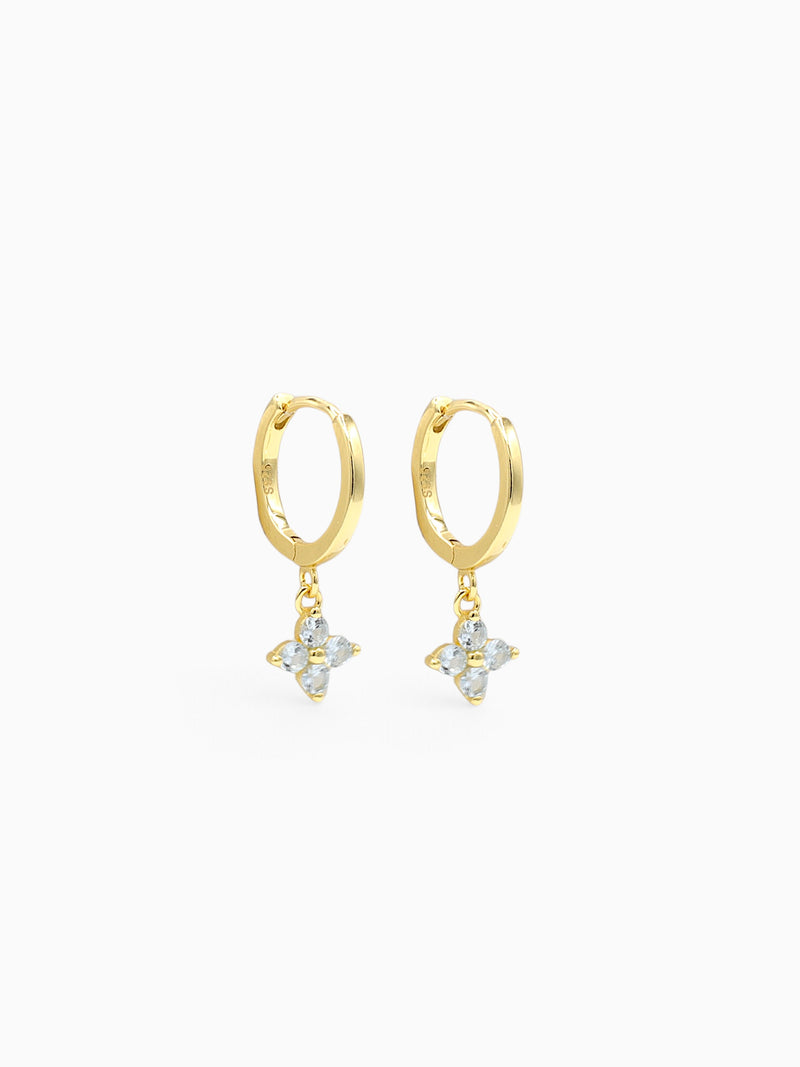 FLOWER CHARM HOOPS - AQUAMARINE