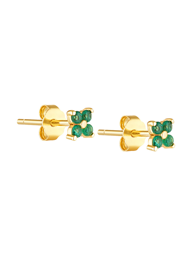 FLOWER STUDS - EMERALD