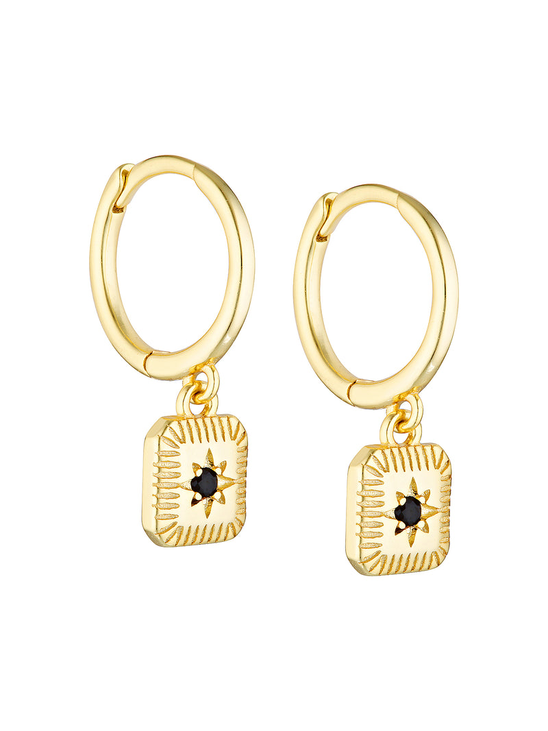 BLOOM CHARM HOOPS - ONYX