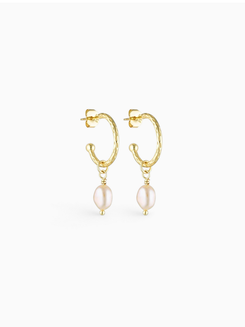 PEARL DROP CHARM HOOPS