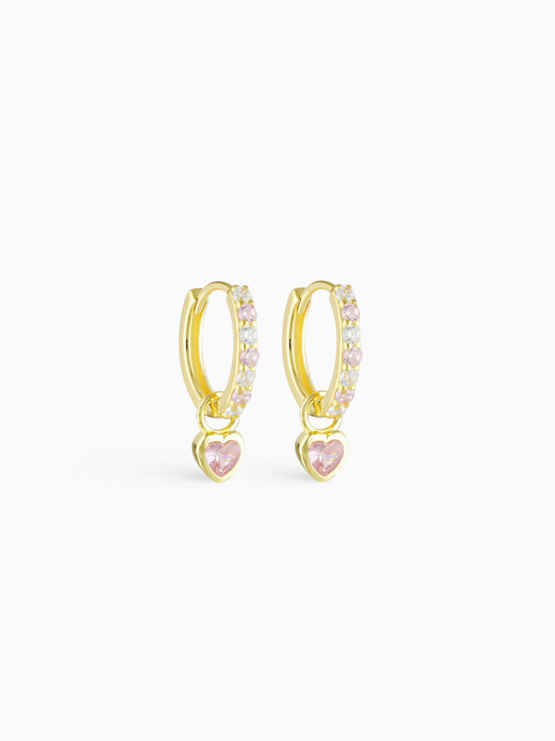 TRINITY CHARM HOOPS - PINK TOURMALINE