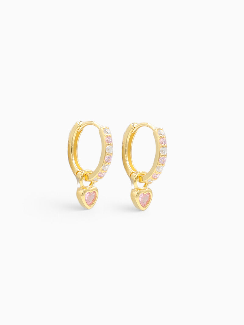 TRINITY CHARM HOOPS - PINK TOURMALINE