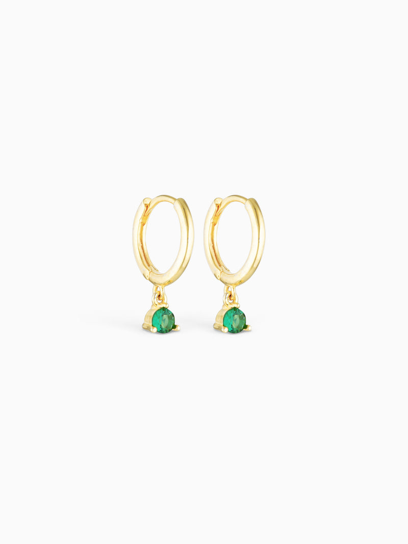 ANGEL CHARM HOOPS - EMERALD