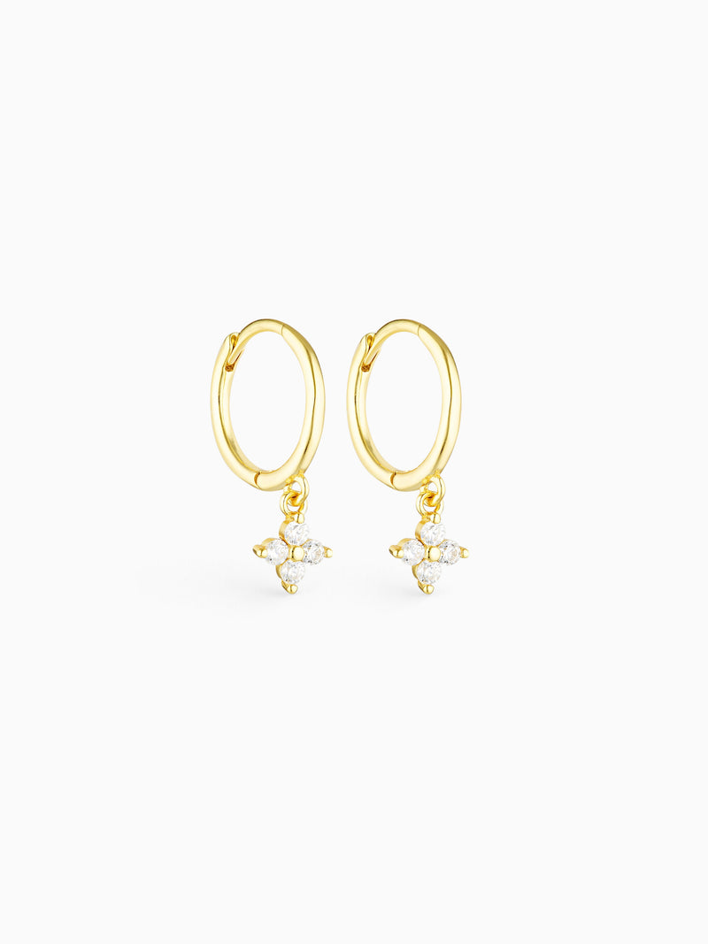 FLOWER CHARM HOOPS - CLEAR