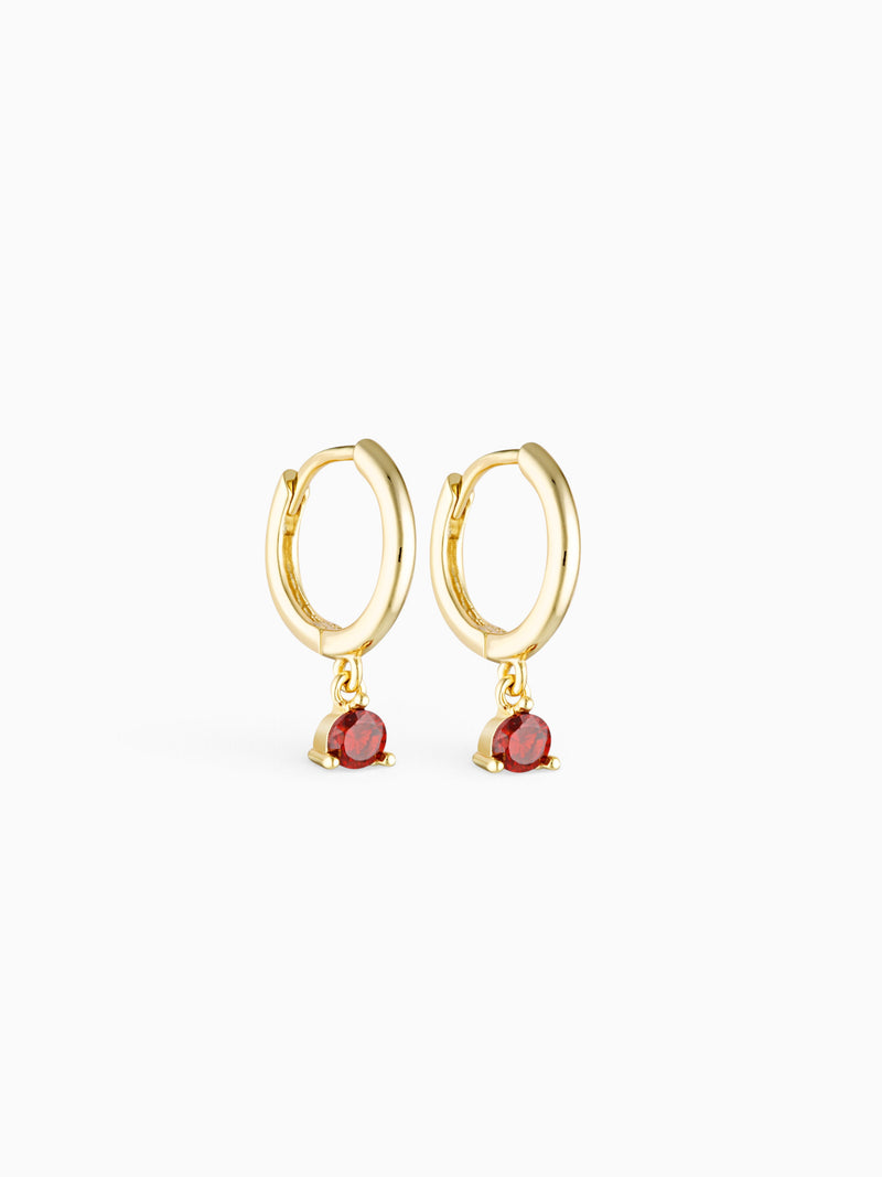ANGEL CHARM HOOPS - GARNET