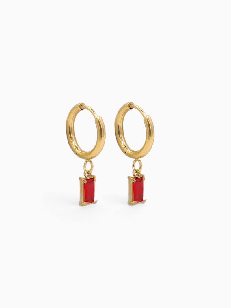 AYLA CHARM HOOPS - GARNET
