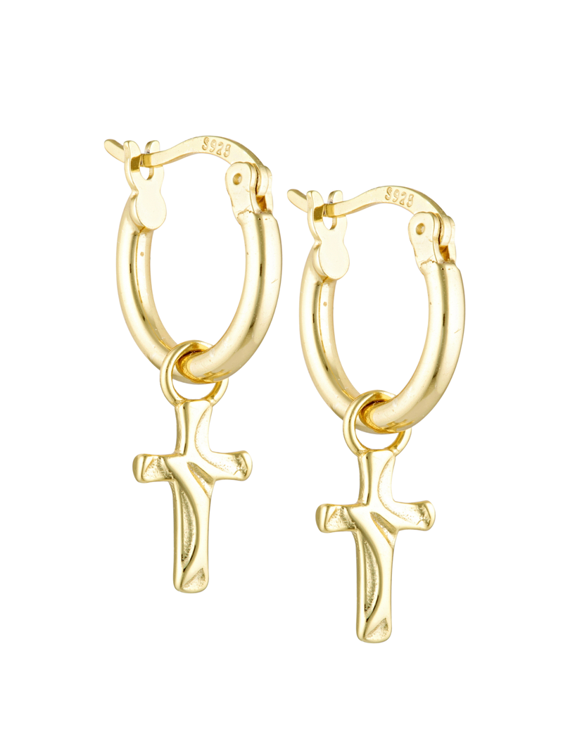 CROSS CHARM HOOPS