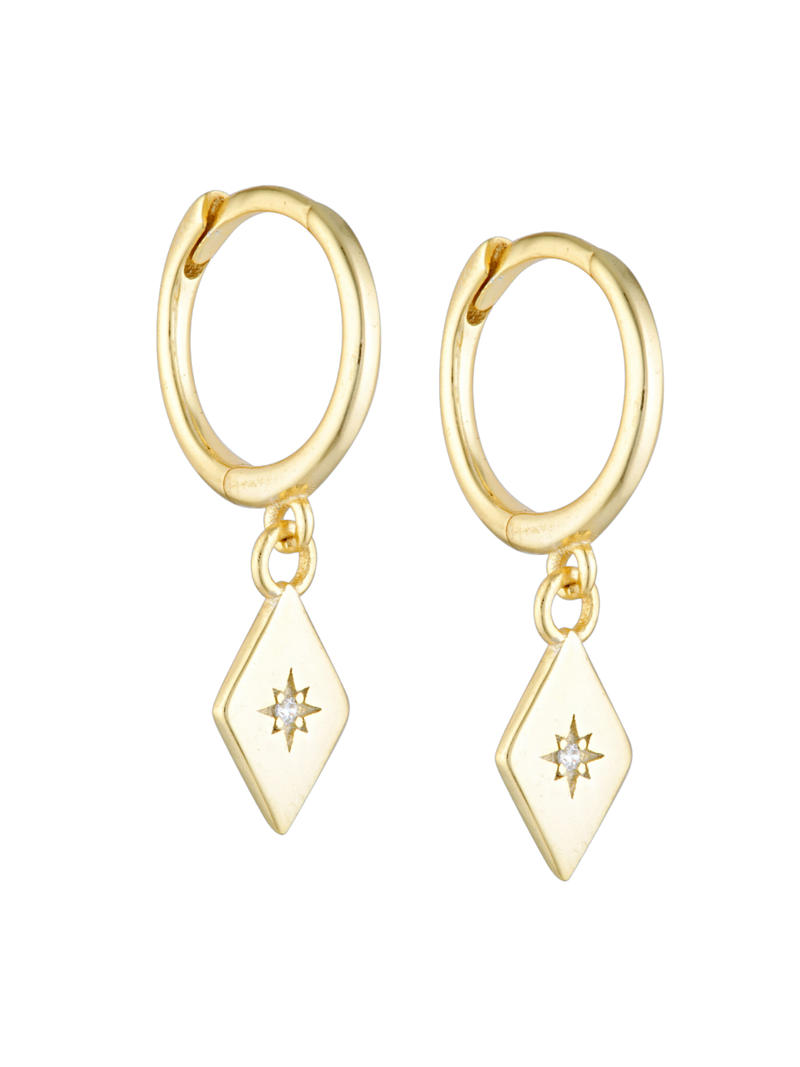 DIAMOND CHARM HOOPS