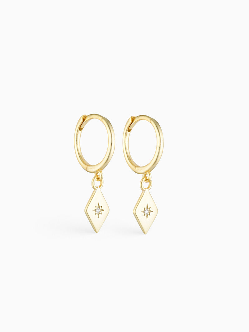 DIAMOND CHARM HOOPS