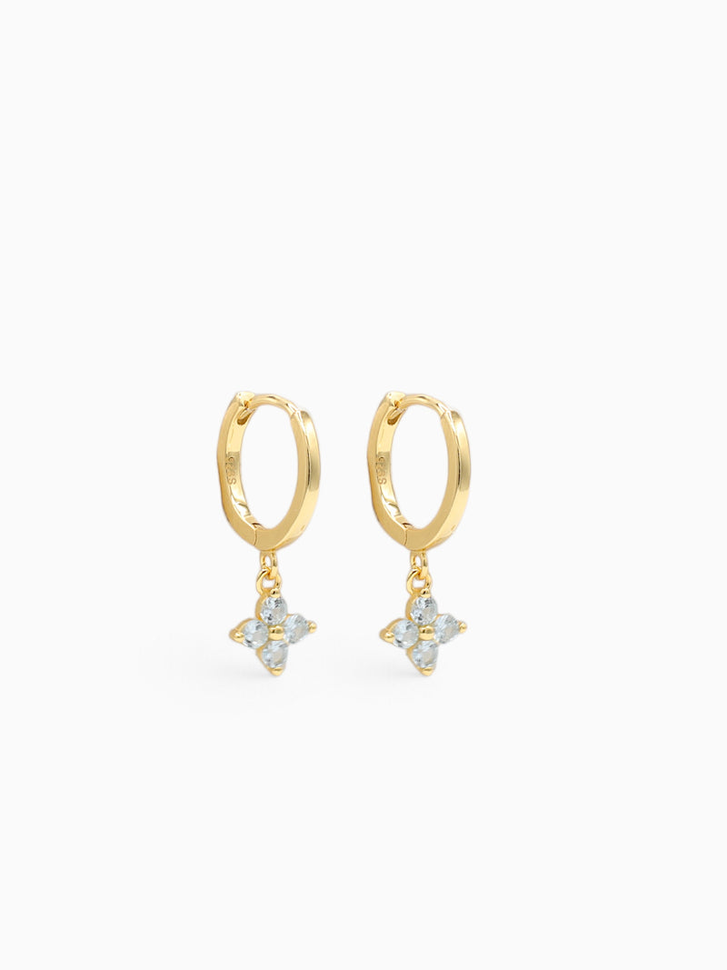 FLOWER CHARM HOOPS - AQUAMARINE