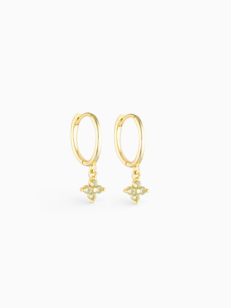 FLOWER CHARM HOOPS - PERIDOT