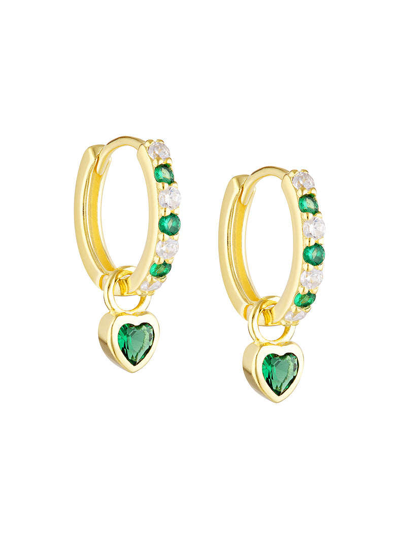 TRINITY CHARM HOOPS - EMERALD