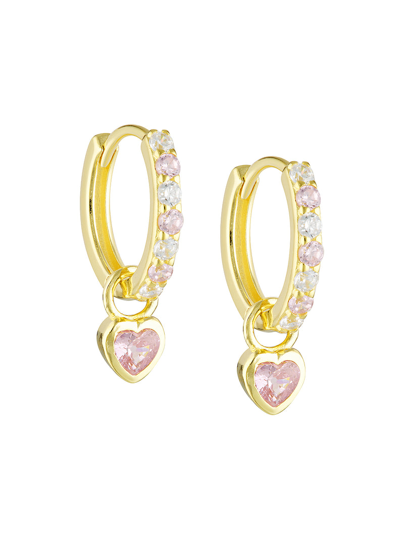 TRINITY CHARM HOOPS - PINK TOURMALINE
