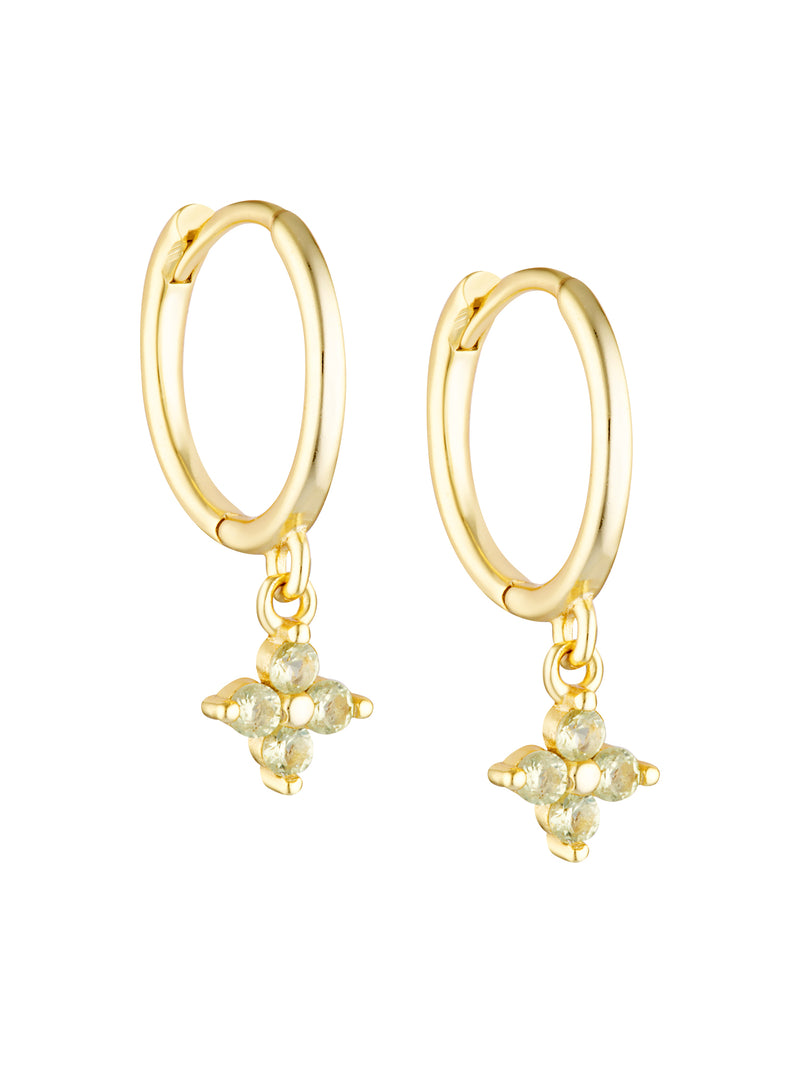 FLOWER CHARM HOOPS - PERIDOT