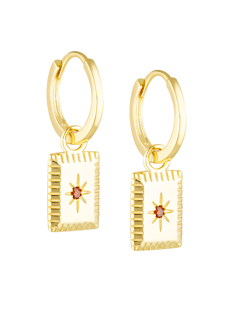 LUMIERE CHARM HOOPS - GARNET