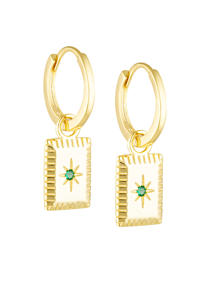 LUMIERE CHARM HOOPS - EMERALD