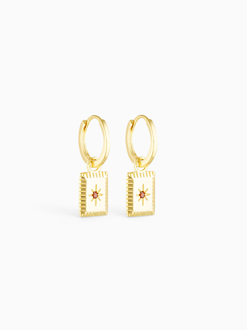 LUMIERE CHARM HOOPS - GARNET