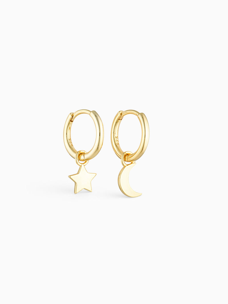 STAR & MOON CHARM HOOPS