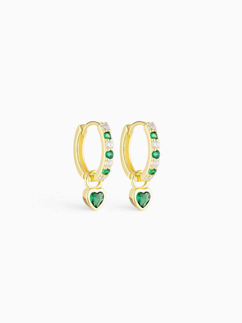 TRINITY CHARM HOOPS - EMERALD