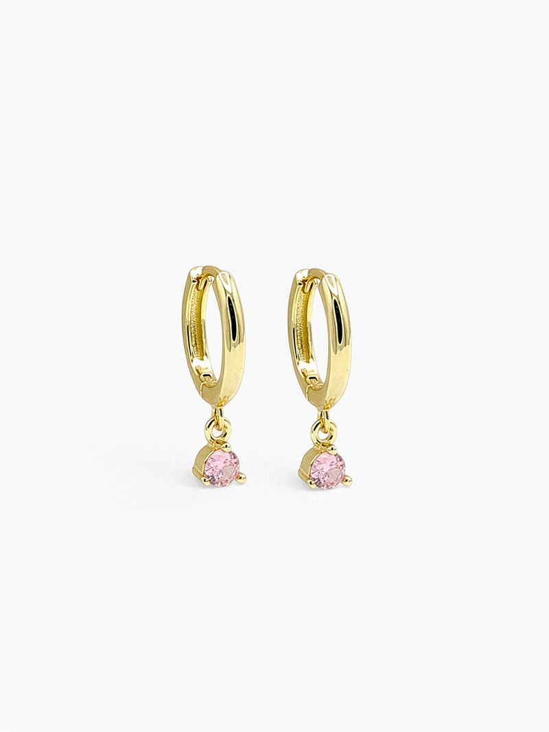ANGEL CHARM HOOPS - PINK TOURMALINE