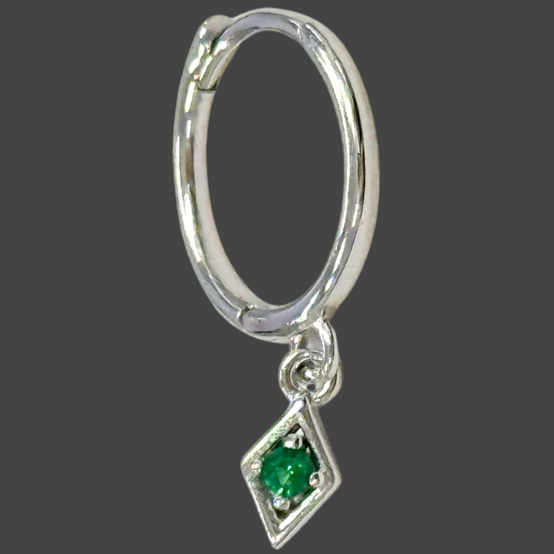 WILLOW CHARM HOOPS  - EMERALD